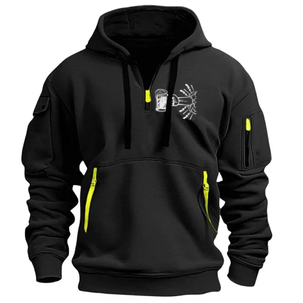 Men's Printed Sweatshirt Hoodie Zipper Arm Pocket Cardigan Men's Sports Large - Image 14