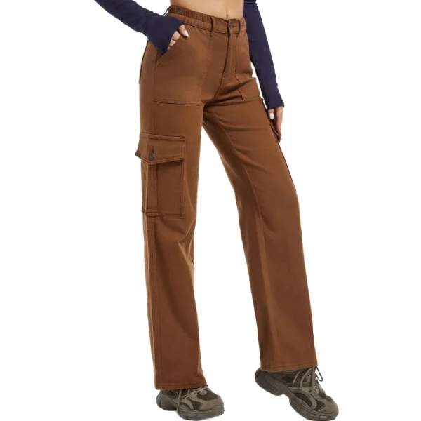 Blue Flower Pocket Plus Size Wide Leg Pants For Women Jeans - Image 8
