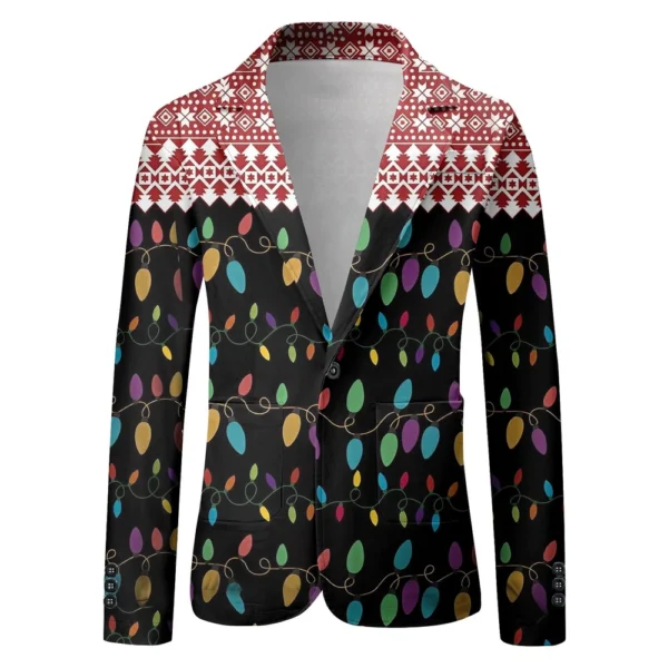 Unisex Winter Christmas Prints Suit Jackets Unisex Casual Fashion Button Jackets - Image 2