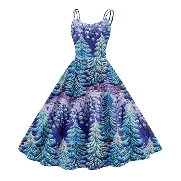 Women's Fashion Christmas Printed Sexy Strapless Gothic Cocktail Dress Punk, - Image 38