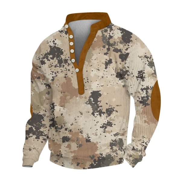 Men's Print Plush Warm Coat Fleece Sweater Casual Coat Pocket Sweater Winter - Image 8