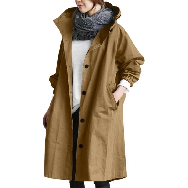 Jacket For Women Casual Plus Size Coat Solid Color Mid Length Windbreaker - Image 23