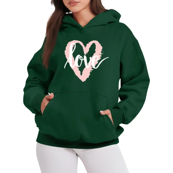LOVE Women's Fashion Casual Pullover Hoodie Valentine's Day Printed - Image 20