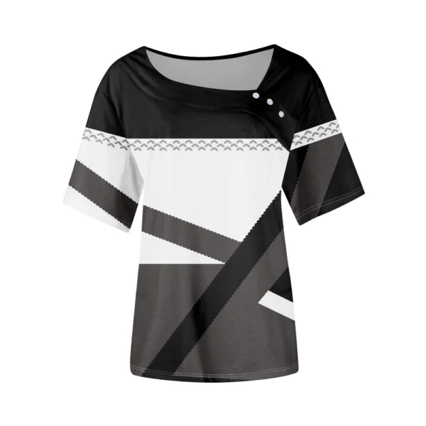 Women's Short Sleeved Loose Daily Casual Round Neck Fashion Printed T-Shirt - Image 10
