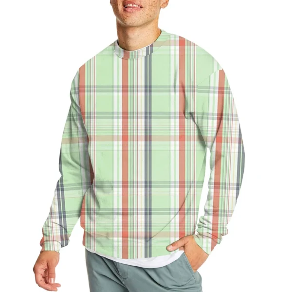 Men's Casual Fashion Comfortable Plaid Round Neck Pullover Sweatshirt Sweatshirt - Image 18