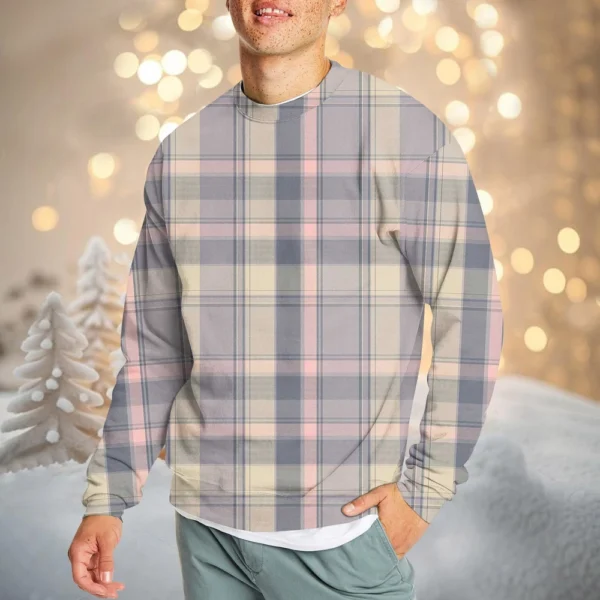 Men's Casual Fashion Comfortable Plaid Round Neck Pullover Sweatshirt Sweatshirt - Image 14