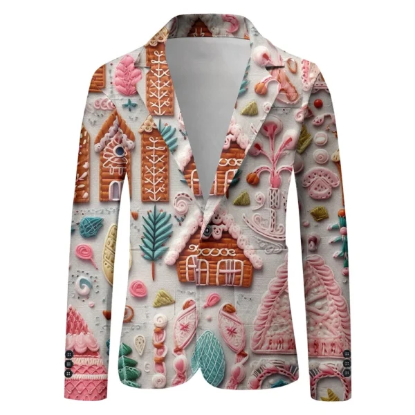 Unisex Winter Christmas Prints Suit Jackets Unisex Casual Fashion Button Jackets - Image 5