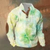 Knit Printed 3 Button - Corduroy Men's Standing Collar Pocket Sweatshirt - Image 31