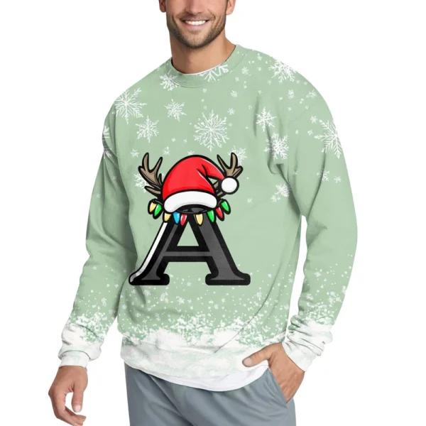 Men's Casual Fashion Comfortable Christmas Printed Round Neck Pullover - Image 6