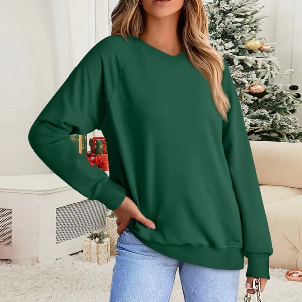 Women's Fashion Sweatshirt V-neck Long Sleeve Solid Color Casual Loose Pullover - Image 16