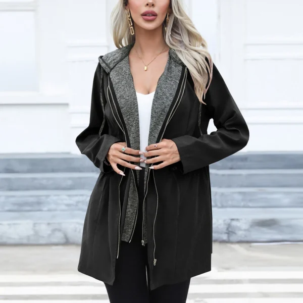 Coat long long sleeve windbreaker with hat - Image 8
