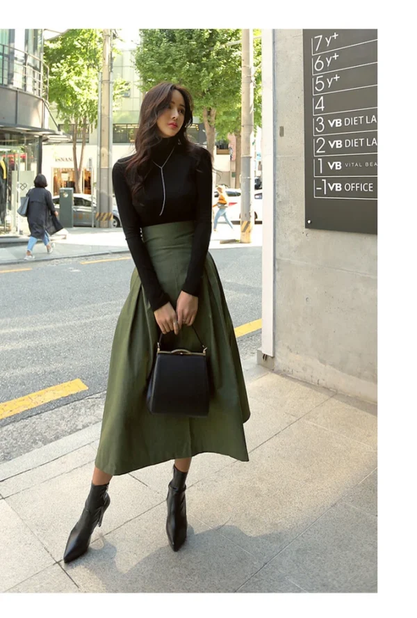 Bow hem skirt slim waist long skirt - Image 5