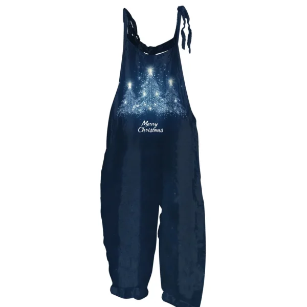 Women's Christmas Shoulder Strap Vintage Loose Casual Jumpsuit Print - Image 5