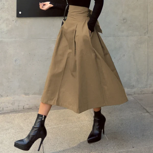 Bow hem skirt slim waist long skirt - Image 12