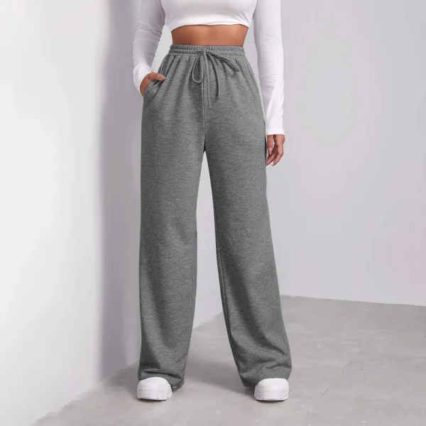 Women's Drawstring Track Pants Lined Pockets Ladies Wide Leg Sweatpants US - Image 6