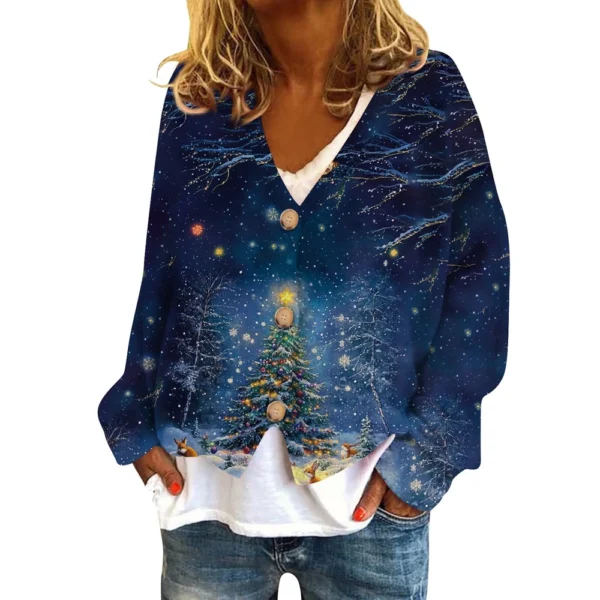 Women's Fashion Short Coat Casual Long Sleeve Printed Single Breasted Plush Top - Image 23