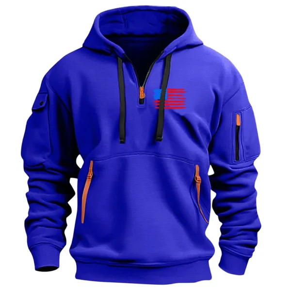 Men's Printed Sweatshirt Hoodie Zipper Arm Pocket Cardigan Men's Sports Large - Image 17