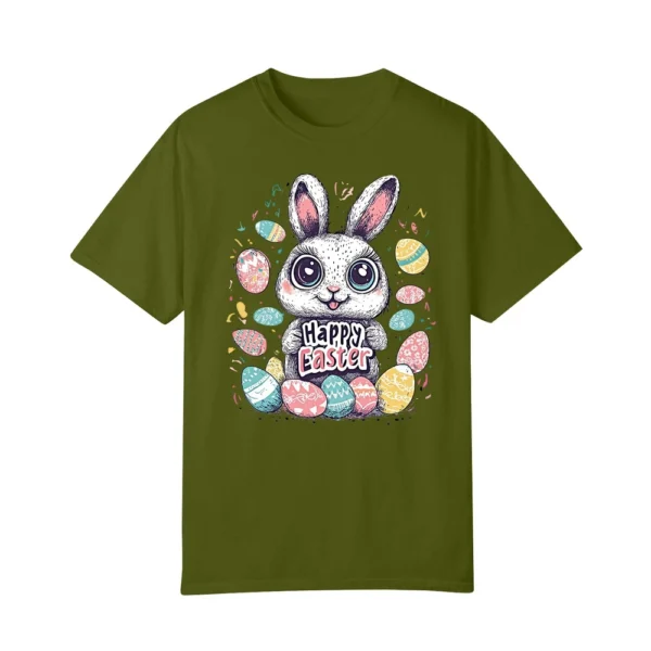 Happy Easter Women's Fashion Printed Round Neck Short Sleeve T-Shirt Pullover - Image 14