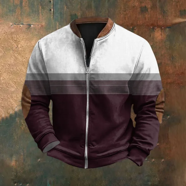 Men'S Retro Casual Sportswear With Open Zipper Sweatshirt Jacket - Image 28