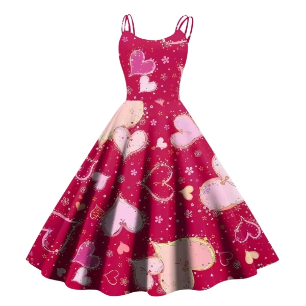 Christmas Ladies Casual Fashion Flower Print Sexy Off Shoulder Punk Retro Skirt - Image 7
