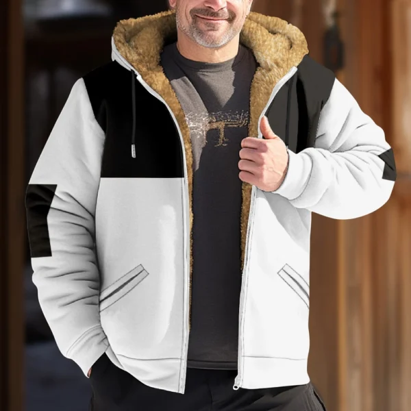 Men's Winter Print Jacket Men's Casual Trend Zipper Hooded Jacket - Image 40