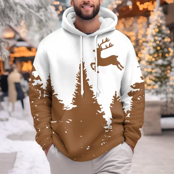 Men's Print Plush Warm Coat Fleece Sweater Casual Coat Pocket Sweater Winter - Image 16
