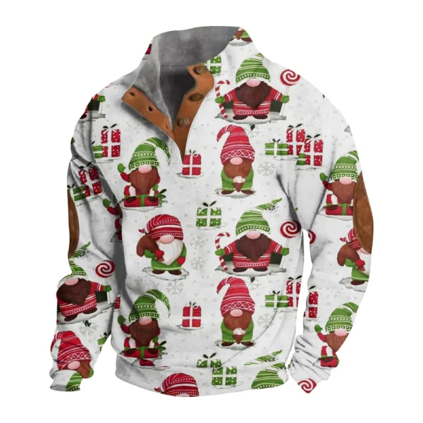 Men's Buttoned Sweatshirt With European And American Autumn/winter Printed Long - Image 28