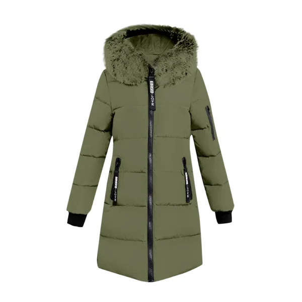 Women's Casual Warm Versatile Large Collar Solid Color Thickened Cotton Coat - Image 14
