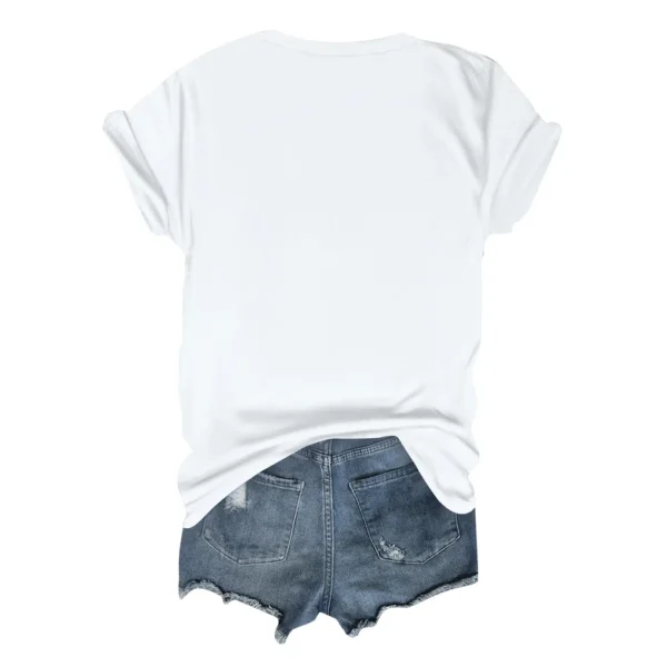 Women's Fashion Daily Short Sleeved Loose Casual Printed Round Neck T-Shirt - Image 11