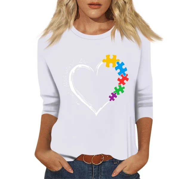 Women's Basic Printed Fashion Casual Easter Plus Size Tops 3/4 Sleeve Pullover - Image 9