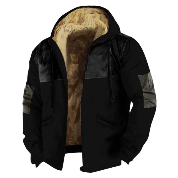 Men's Winter Print Jacket Men's Casual Trend Zipper Hooded Jacket - Image 17