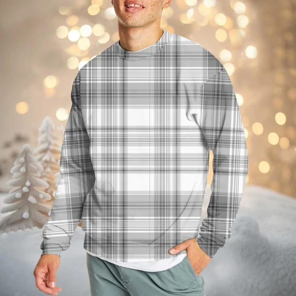 Men's Casual Fashion Comfortable Plaid Round Neck Pullover Sweatshirt Sweatshirt - Image 22