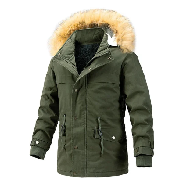 Winter Hooded Men's Cotton-padded Jacket With Collar And Fleece Thickened Slim - Image 3