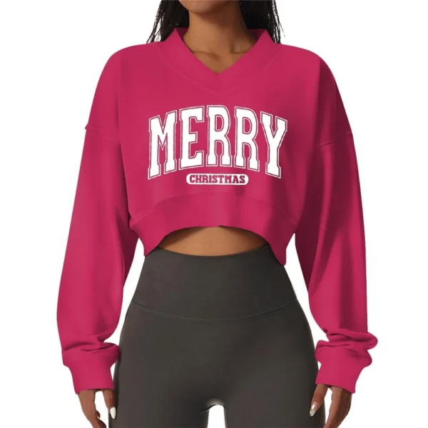 Women's Casual Fashionable Comfortable Padded V-Neck Christmas Printed Long - Image 25