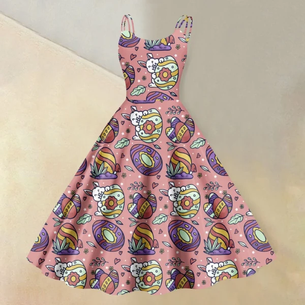Women's  Casual Fashion Flower Print Sexy Off Shoulder Punk Retro Skirt - Image 12