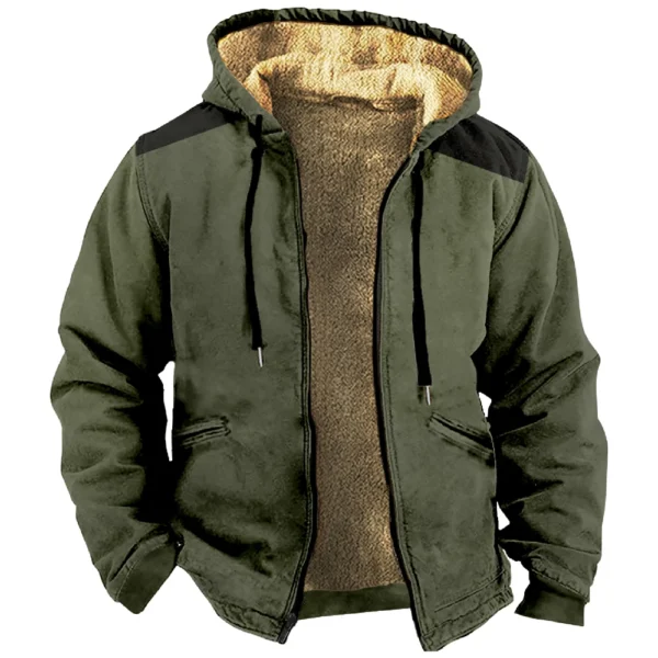 Men's Winter Print Jacket Men's Casual Trend Zipper Hooded Jacket - Image 6