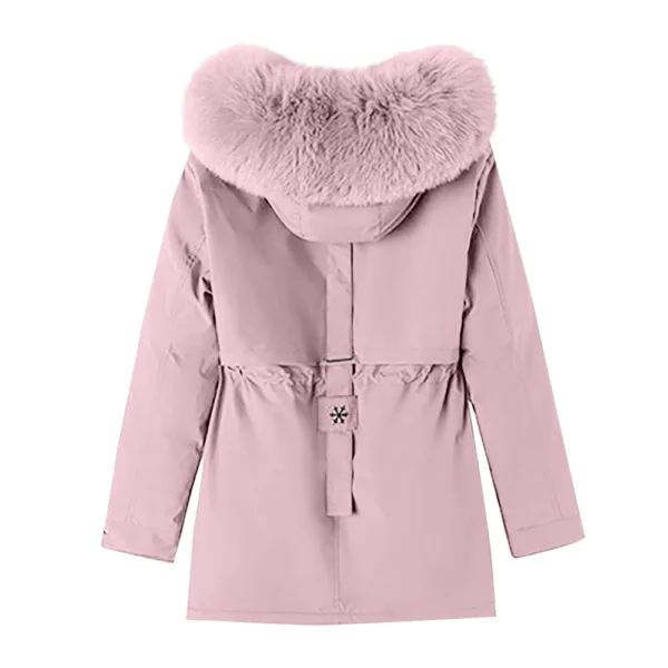 Women's Casual Warm Versatile Large Collar Solid Color Thickened Cotton Coat - Image 12