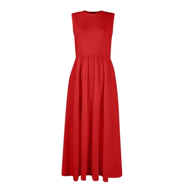 Women's Casual Fashion Round Neck Sleeveless Solid Irregular Hem Midi Dress - Image 12