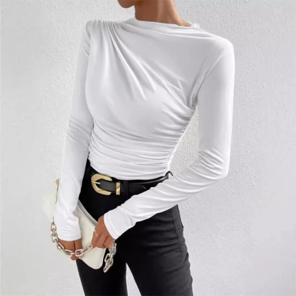 Women's Solid Color Slim Long Sleeve T-Shirt Women - Image 3