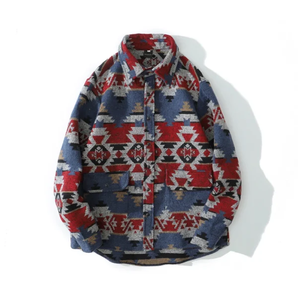 Retro Ethnic Long Sleeved Shirt Men'S Street Loose Fashion Jacket - Image 16