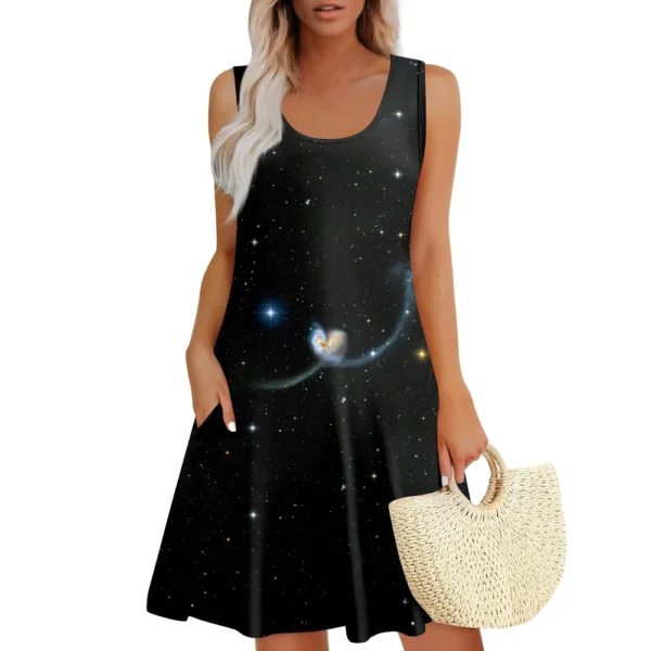 Womens Summer Dresses Easter Print  Loose U Neck Sleeveless Sundresses Dress - Image 6