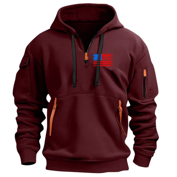 Men's Printed Sweatshirt Hoodie Zipper Arm Pocket Cardigan Men's Sports Large - Image 2