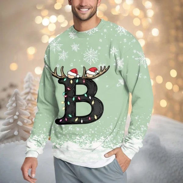 Men's Casual Fashion Comfortable Christmas Printed Round Neck Pullover - Image 25