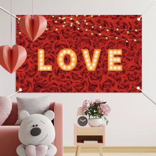 180*110cm Valentine's Day Background Cloth Rose Theme Atmosphere Decoration - Image 6