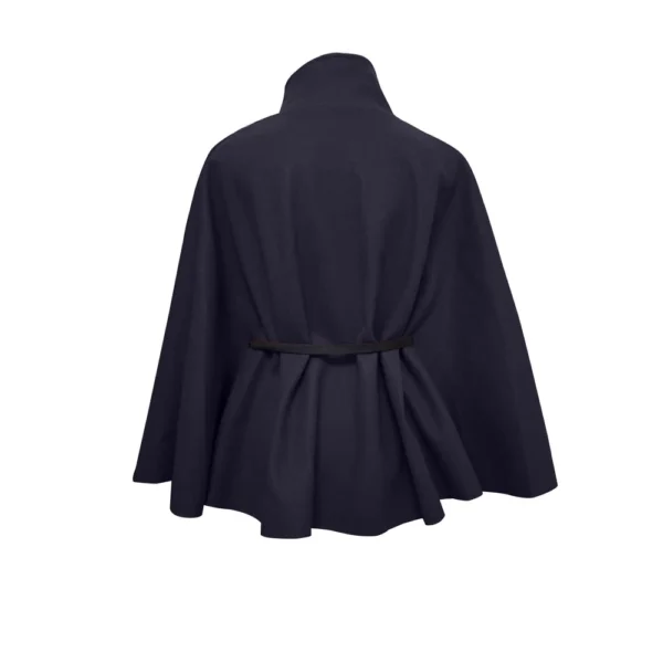 Women's Fashion Solid Waist Tie Woolen Cape Coat - Image 8