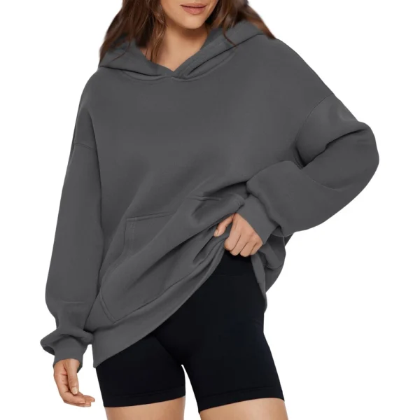 Women's Fashion Spring Hooded Sweatshirt Casual Pocket Top Loose Pullover - Image 22