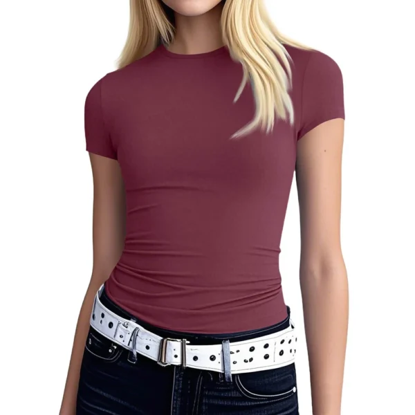 Women's Daily Short Sleeved Printed Loose Fashion Casual Round Neck T-Shirt - Image 40