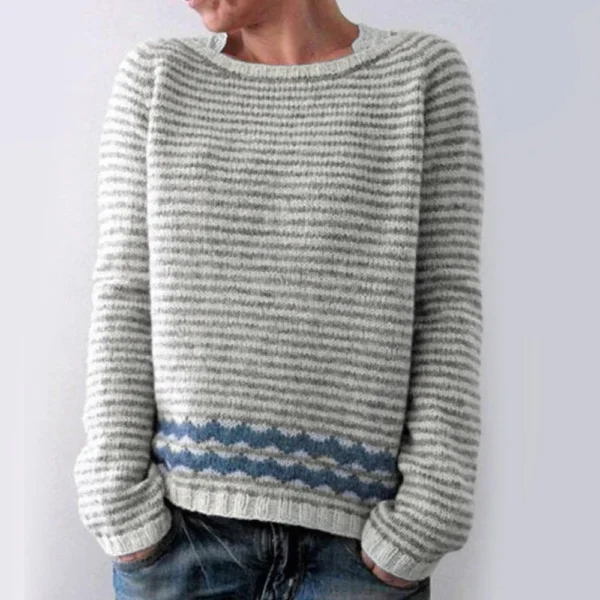 Women's Fashionable Casual Printed Round Neck Pullover Loose Long Sleeved - Image 16