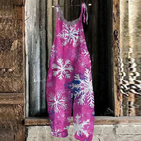 Women's Christmas Shoulder Strap Casual Loose Vintage Jumpsuit Print - Image 28