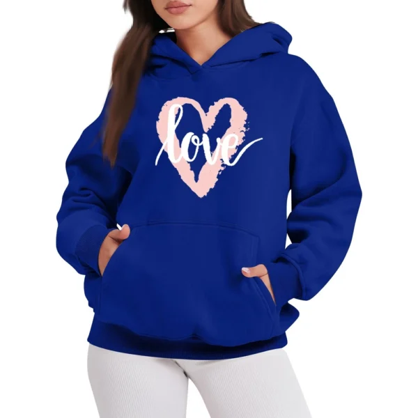 LOVE Women's Fashion Casual Pullover Hoodie Valentine's Day Printed - Image 16